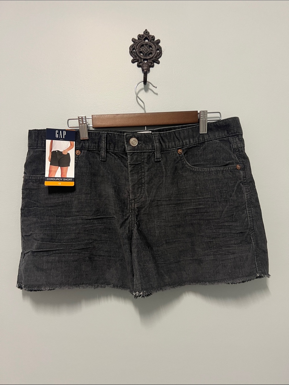 GAP Dark Grey Corduroy Women's Shorts with Raw Hem